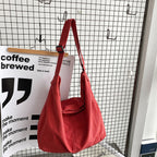 Grand sac bandoulière femme en toile, bandoulière réglable, rouge