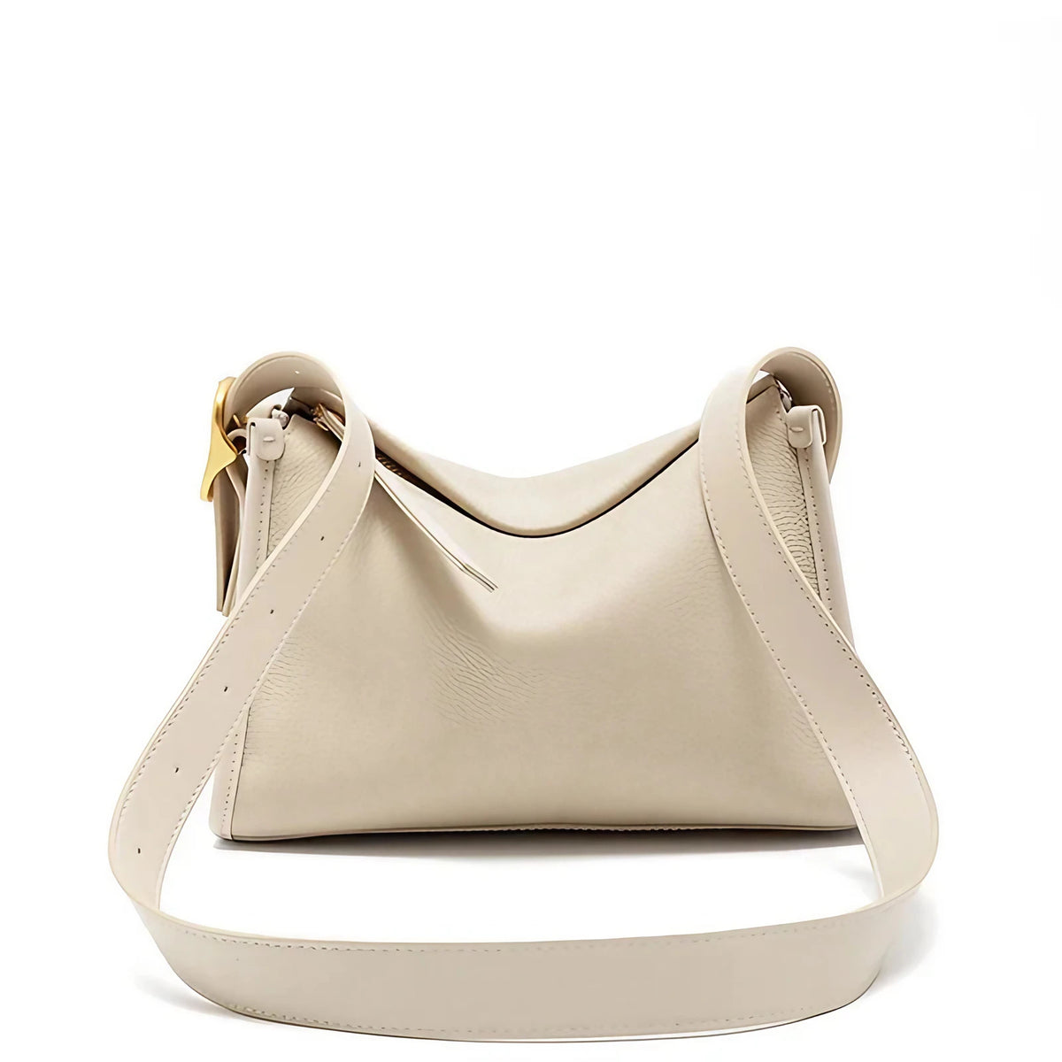 Sac besace femme en cuir grainé, sangle réglable, quatre coloris, écru