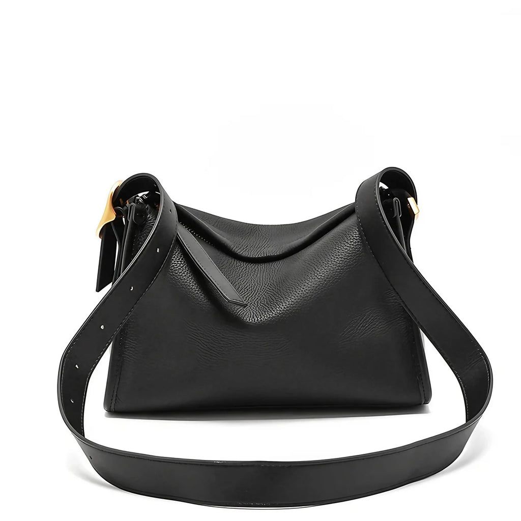 Sac besace femme en cuir grainé, sangle réglable, quatre coloris, noir