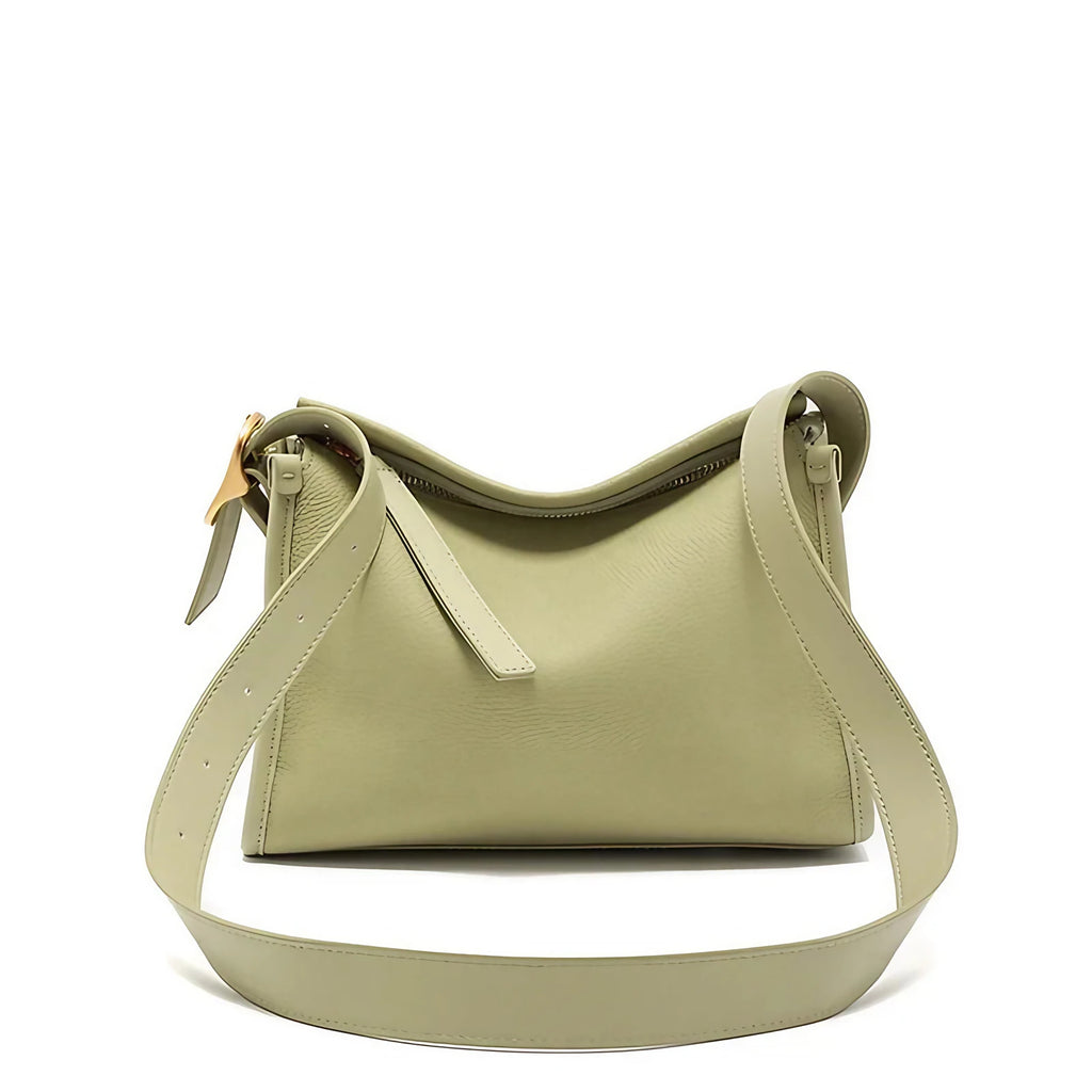 Sac besace femme en cuir grainé, sangle réglable, quatre coloris, vert clair