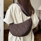 Grand sac besace femme en nylon matelassé, bandoulière réglable