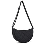 Grand sac besace femme en nylon matelassé, bandoulière réglable, noir