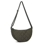Grand sac besace femme en nylon matelassé, bandoulière réglable, vert