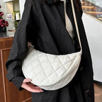 Grand sac besace femme en nylon matelassé, bandoulière réglable