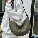 Grand sac besace femme en nylon matelassé, bandoulière réglable