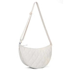 Grand sac besace femme en nylon matelassé, bandoulière réglable, écru