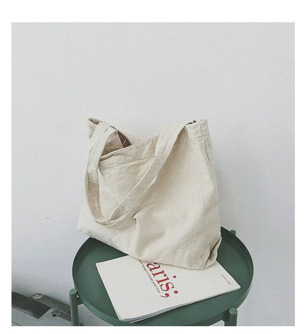 Grand sac cabas femme en coton, 47 x 33 cm, poche zippée
