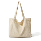 Grand sac cabas femme en coton, 47 x 33 cm, poche zippée, crème
