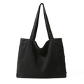 Grand sac cabas femme en coton, 47 x 33 cm, poche zippée, noir