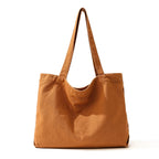 Grand sac cabas femme en coton, 47 x 33 cm, poche zippée, marron