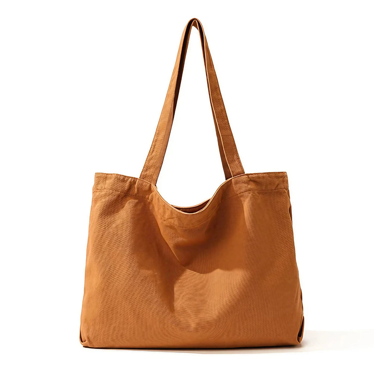Grand sac cabas femme en coton, 47 x 33 cm, poche zippée, marron