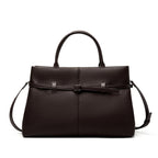Sac cabas structuré femme, détail ceinture, quatre coloris, café