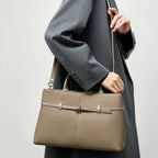 Sac cabas structuré femme, détail ceinture, quatre coloris