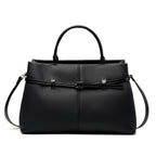 Sac cabas structuré femme, détail ceinture, quatre coloris, noir