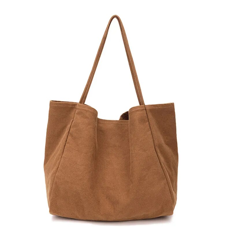 Grand sac cabas en tissu femme, pliable et lavable en machine, marron