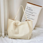 Grand sac cabas en tissu femme, pliable et lavable en machine, crème