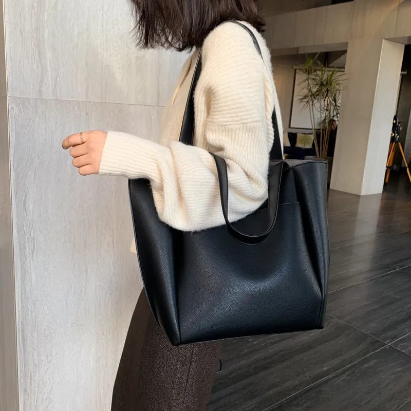 Sac cabas femme carré 31 x 31 cm, noir, marron ou kaki