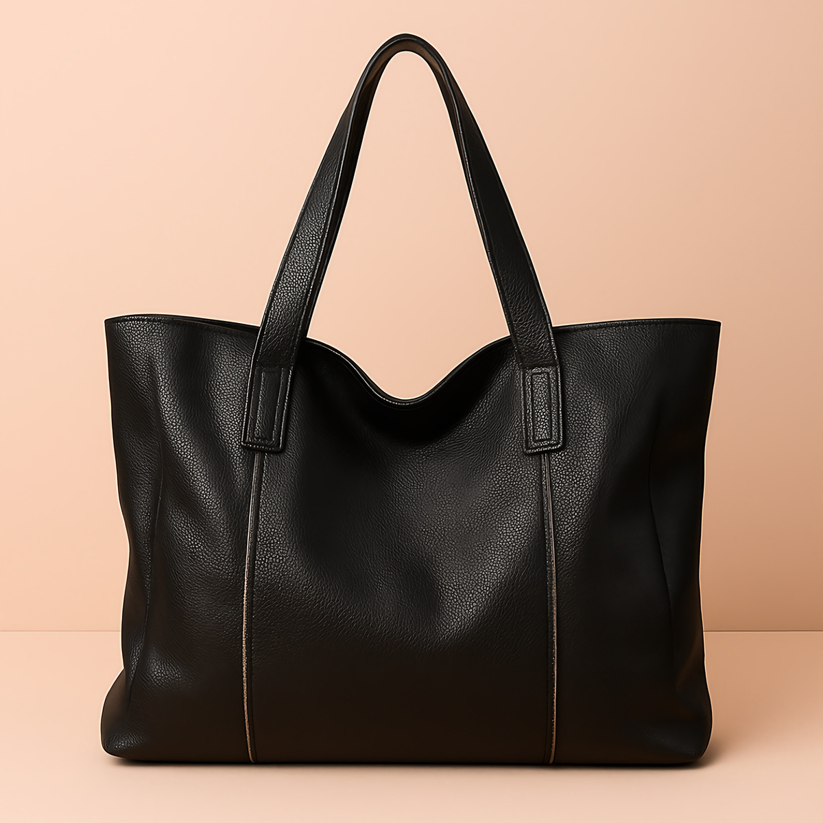 Grand sac cabas femme en cuir souple zippé, sept coloris, noir