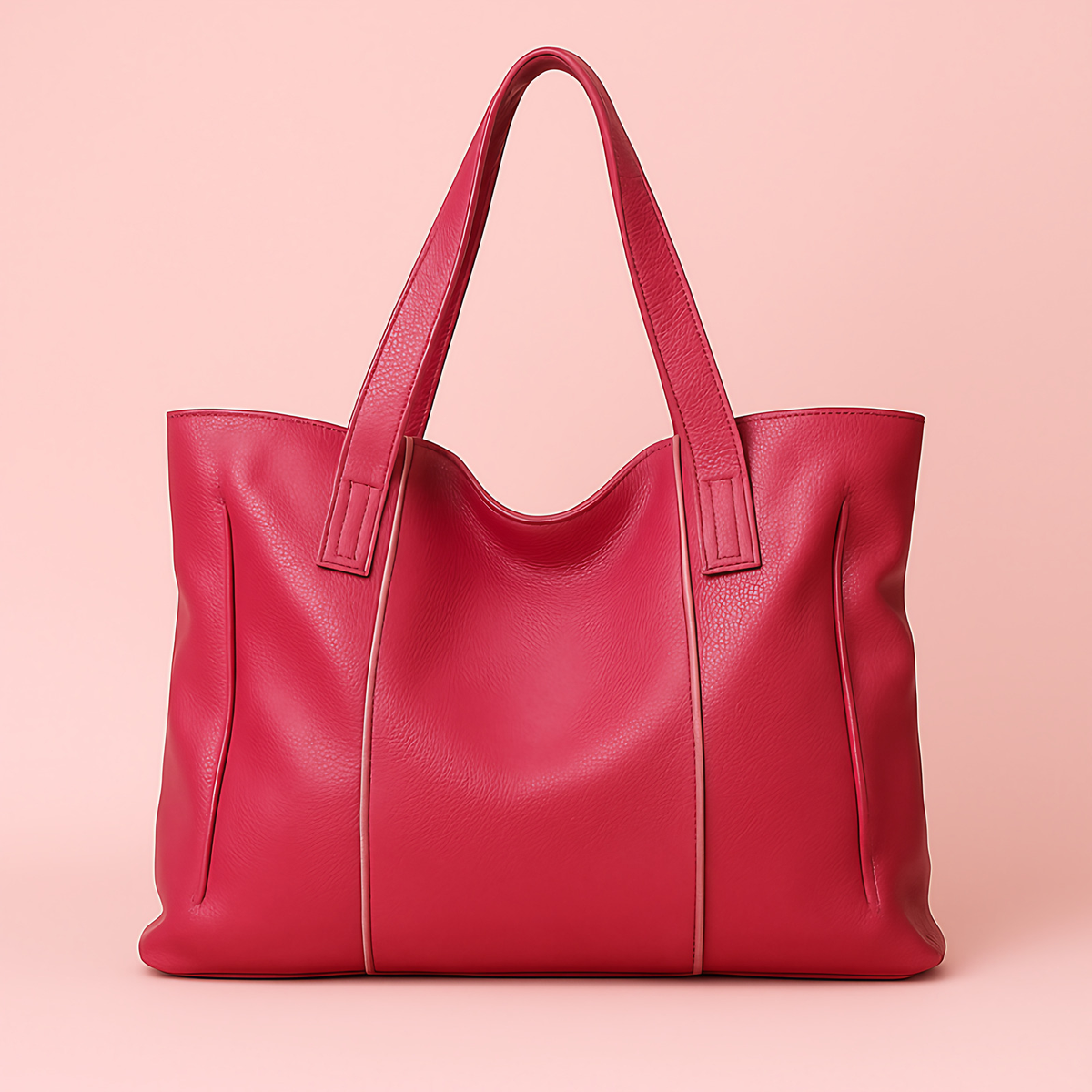 Grand sac cabas femme en cuir souple zippé, sept coloris, fuchsia