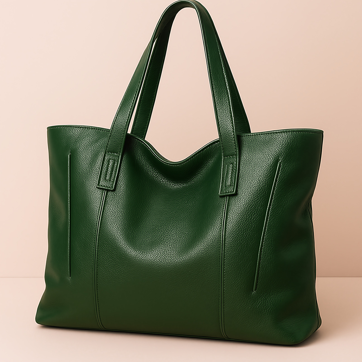 Grand sac cabas femme en cuir souple zippé, sept coloris, vert