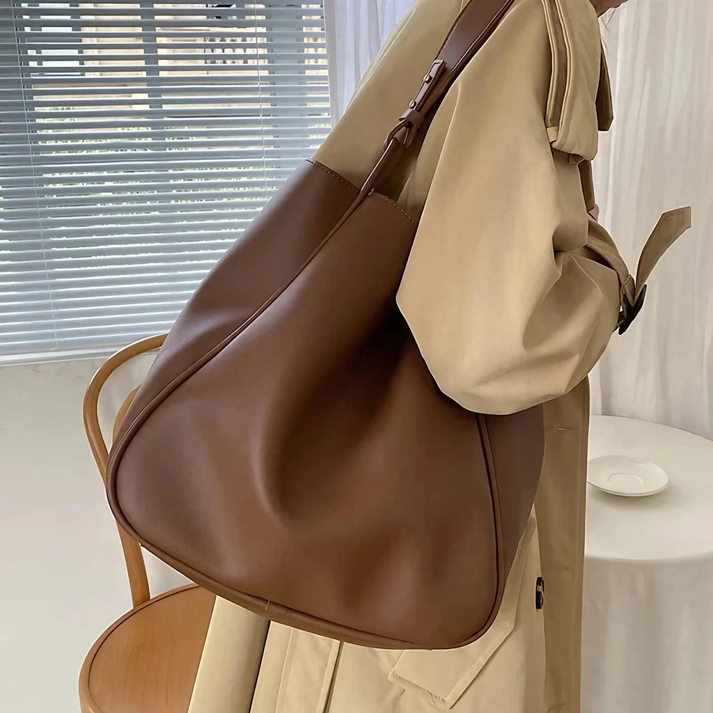 Grand sac cabas femme en similicuir, bandoulière réglable