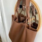 Grand sac cabas femme en similicuir, bandoulière réglable