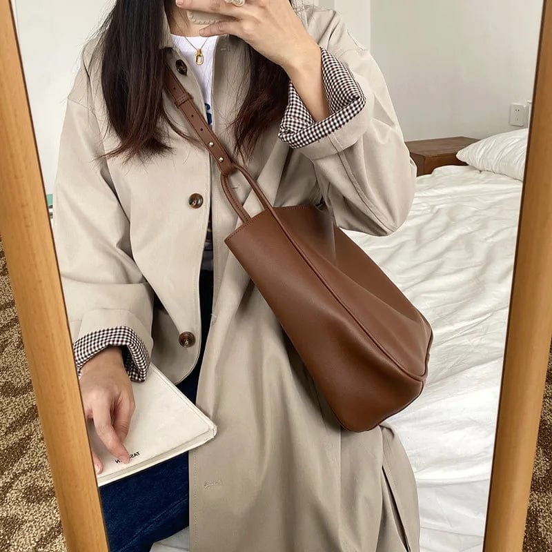Grand sac cabas femme en similicuir, bandoulière réglable