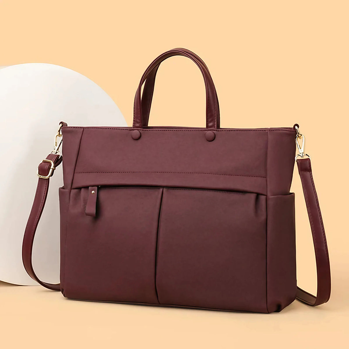 Sac cabas femme grand format, ordinateur 14 pouces, passe-trolley, bordeaux