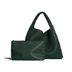 Sac cabas tressé femme avec pochette assortie, quatre coloris