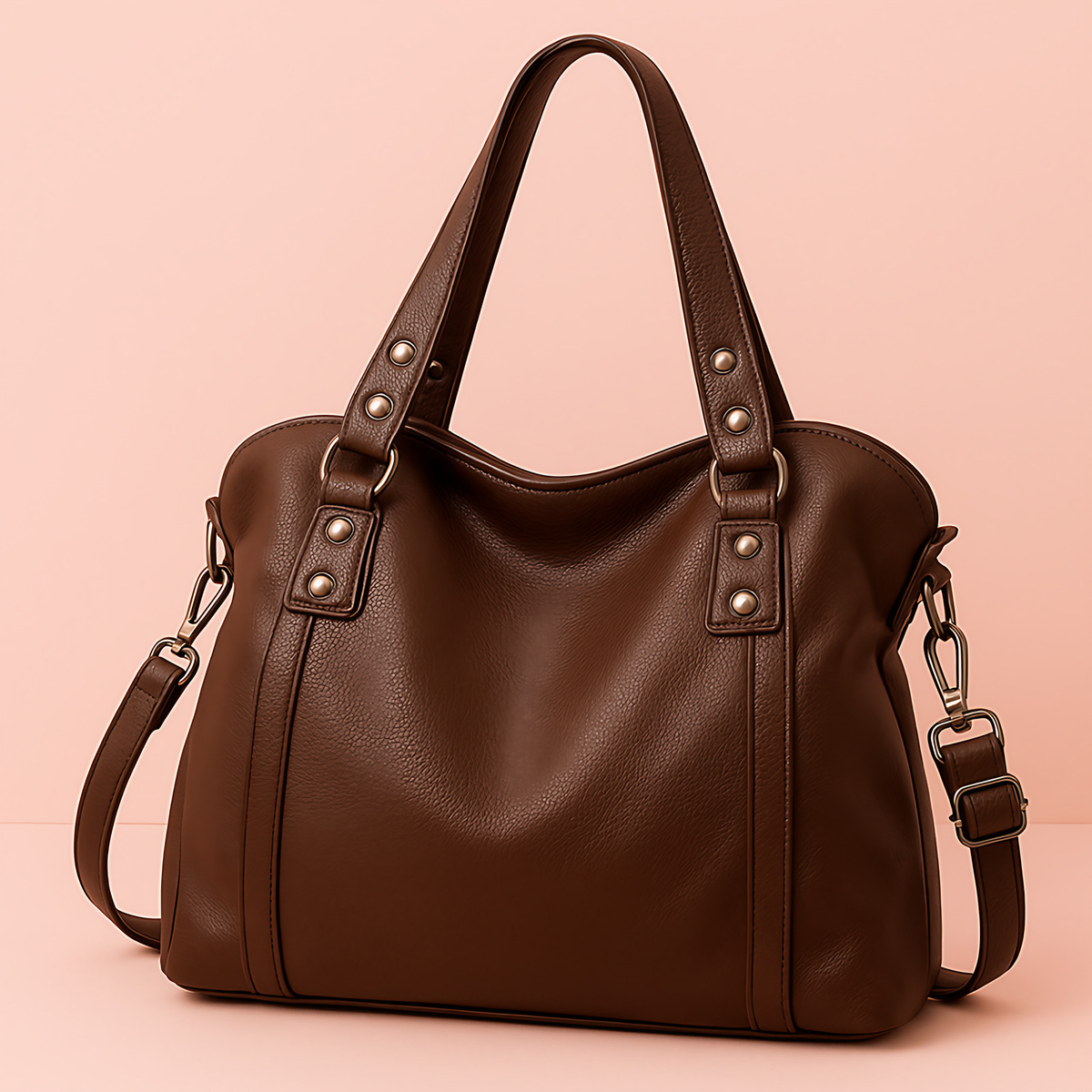 Sac cabas femme en similicuir souple, ordinateur 15,6 pouces, marron