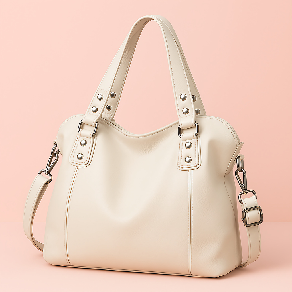 Sac cabas femme en similicuir souple, ordinateur 15,6 pouces, beige