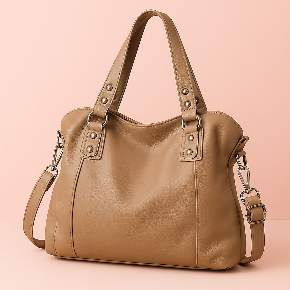 Sac cabas femme en similicuir souple, ordinateur 15,6 pouces, kaki