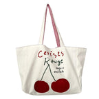 Sac cabas réversible femme, motif cerises et rayures