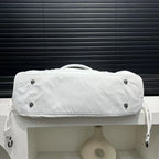 Sac de cours femme blanc en similicuir, deux anses, bandoulière