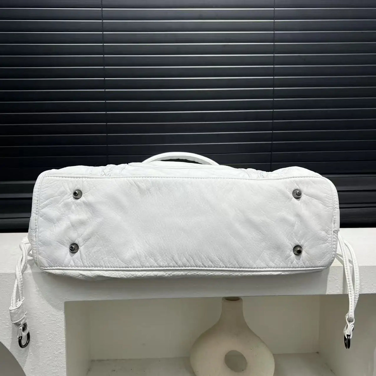 Sac de cours femme blanc en similicuir, deux anses, bandoulière