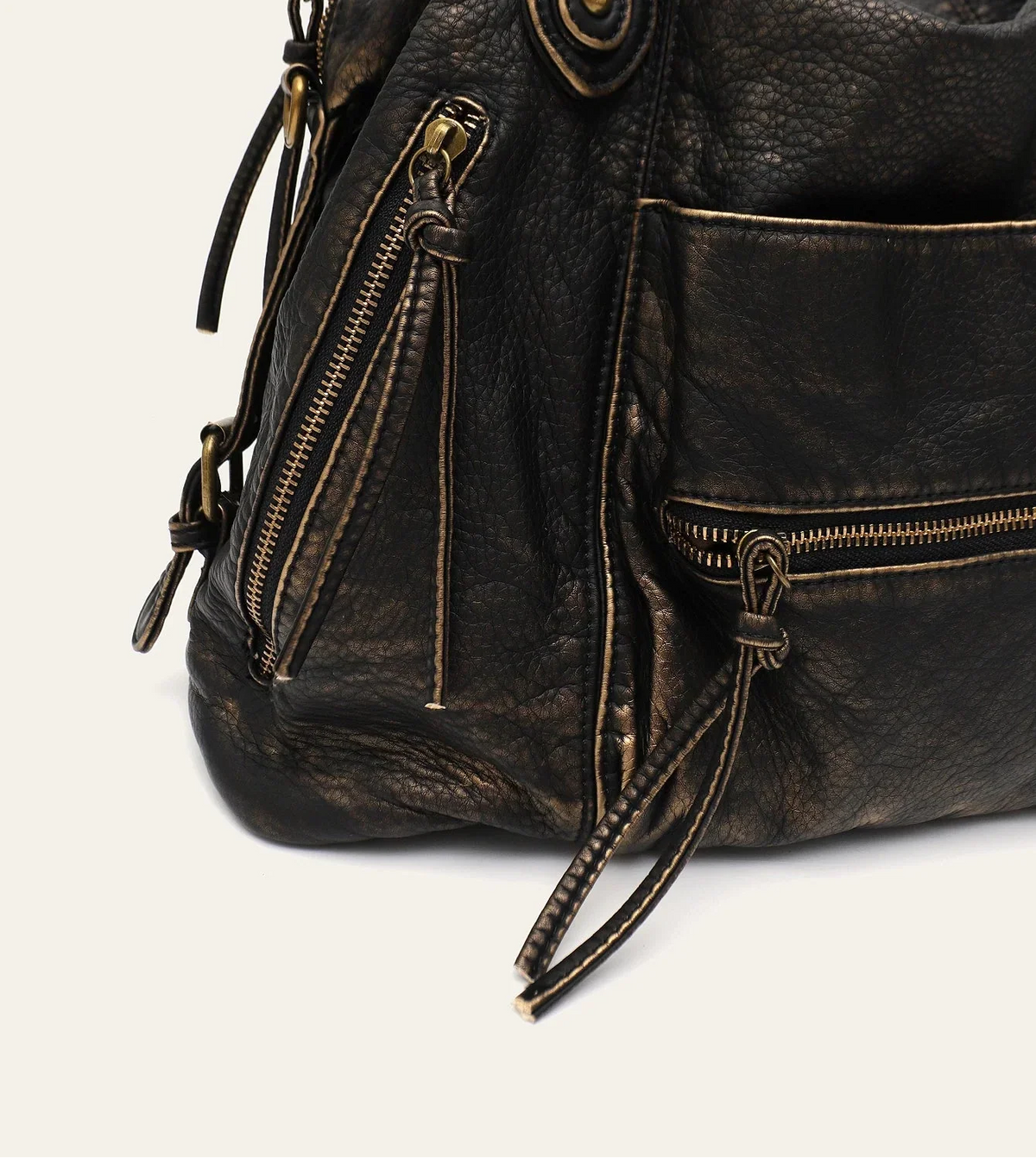 Grand sac de cours femme en similicuir zippé, 36 x 26 x 15 cm