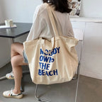 Sac de plage en toile blanc à inscription, lavable en machine