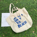 Sac de plage en toile blanc à inscription, lavable en machine