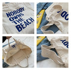 Sac de plage en toile blanc à inscription, lavable en machine