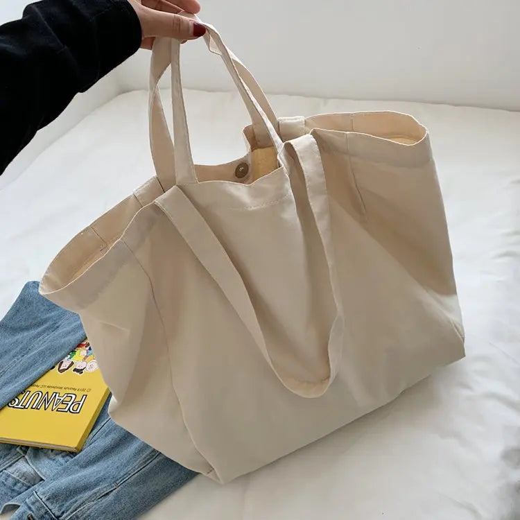 Sac de plage en toile blanc à inscription, lavable en machine
