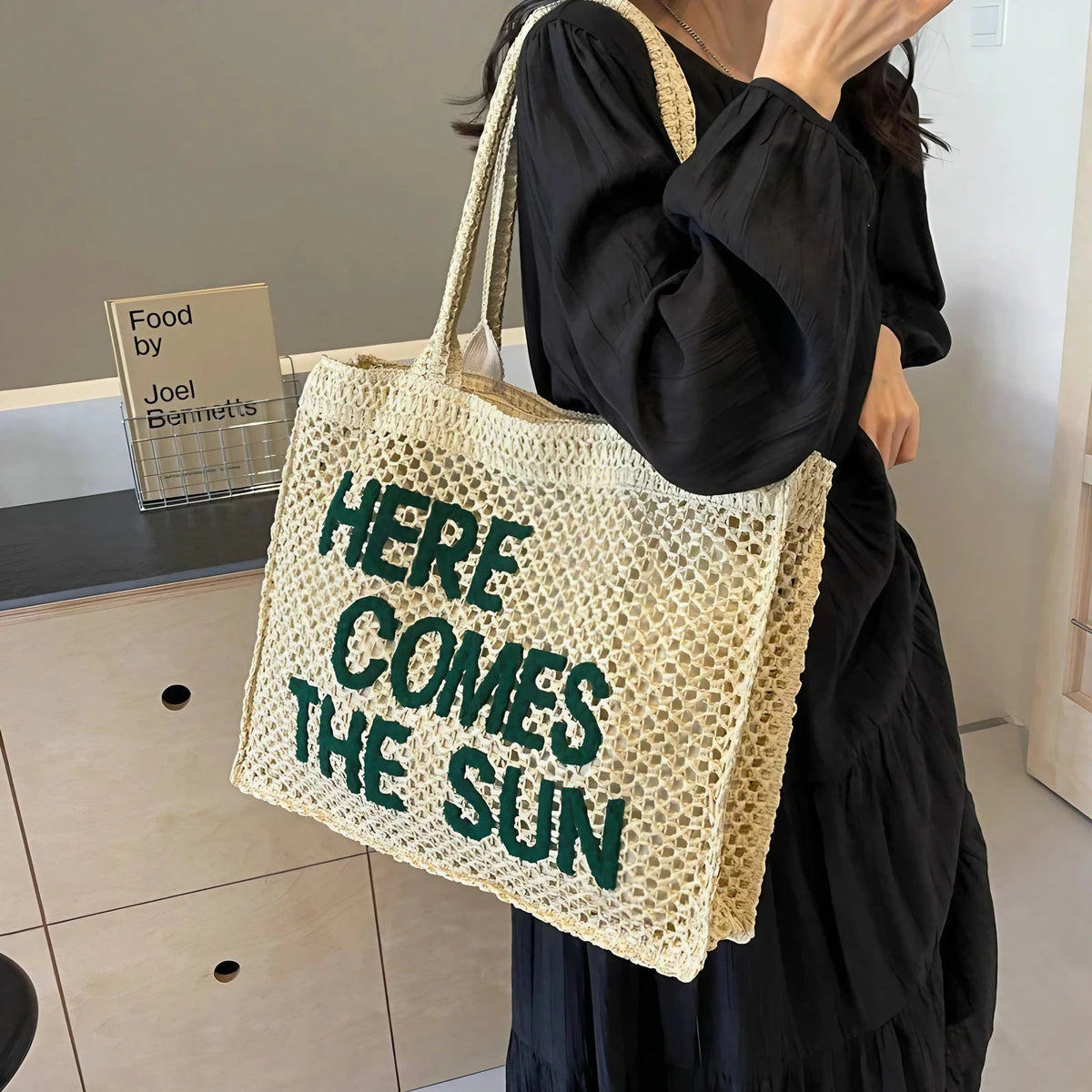 Grand sac de plage femme zippé et pliable, 40 x 32 x 10 cm