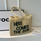Grand sac de plage femme zippé et pliable, 40 x 32 x 10 cm, crème