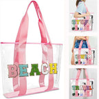 Sac de plage rose à inscription en éponge, quatre modèles
