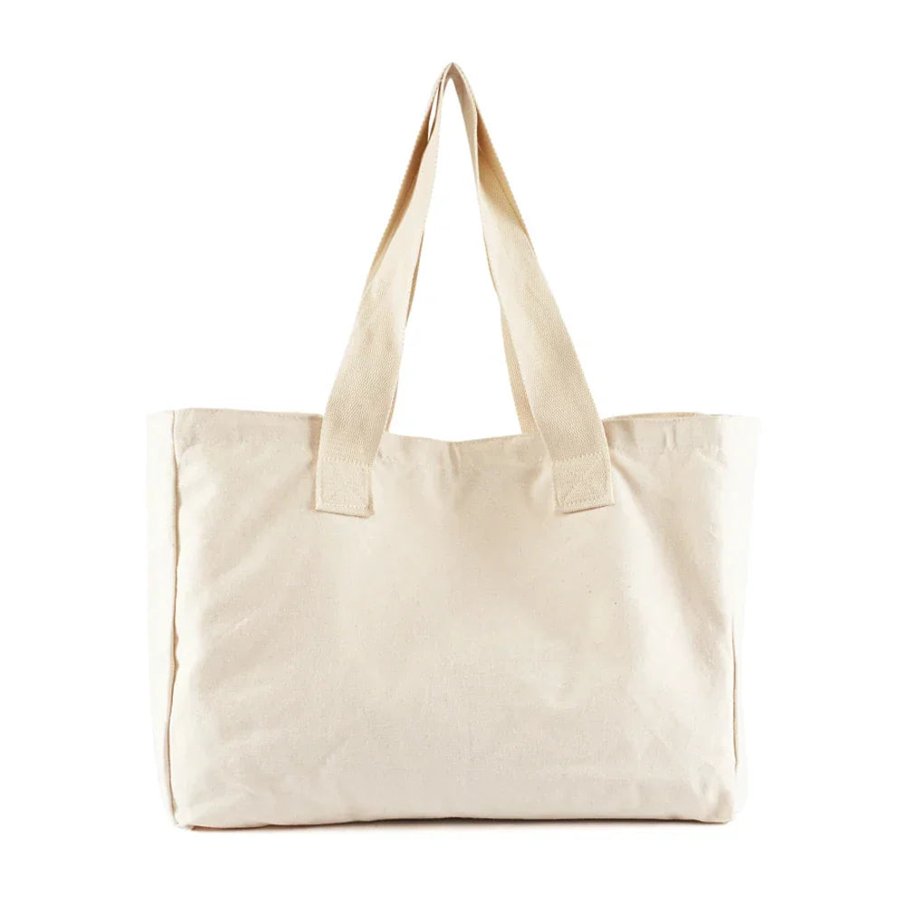 Sac de plage en tissu crème, grande capacité, lavable en machine