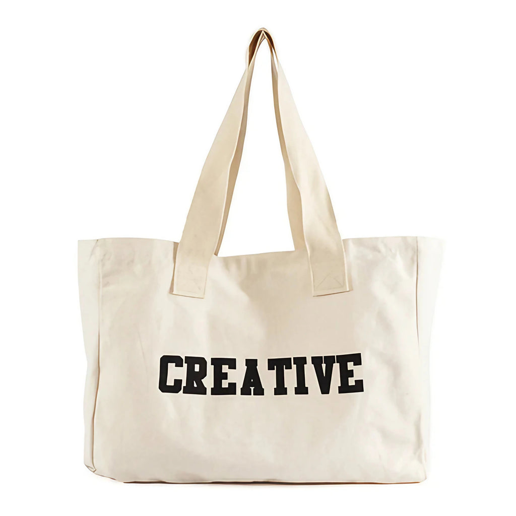 Sac de plage en tissu crème, grande capacité, lavable en machine, crème