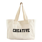 Sac de plage en tissu crème, grande capacité, lavable en machine, crème
