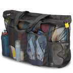 Grand sac de plage familial en maille, cinq poches, pliable