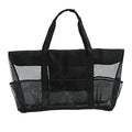 Grand sac de plage familial en maille, cinq poches, pliable, noir