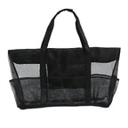 Grand sac de plage familial en maille, cinq poches, pliable, noir