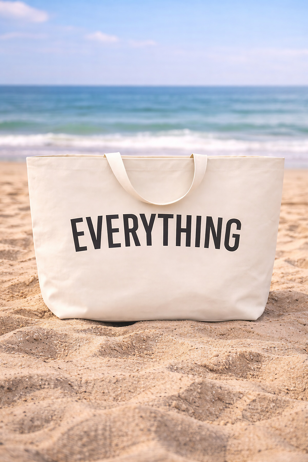 Grand sac de plage familial en toile, pliable, 44 x 41 cm, blanc